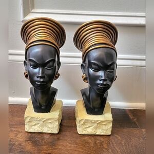 Elegant Black and Gold Bust Sculptures